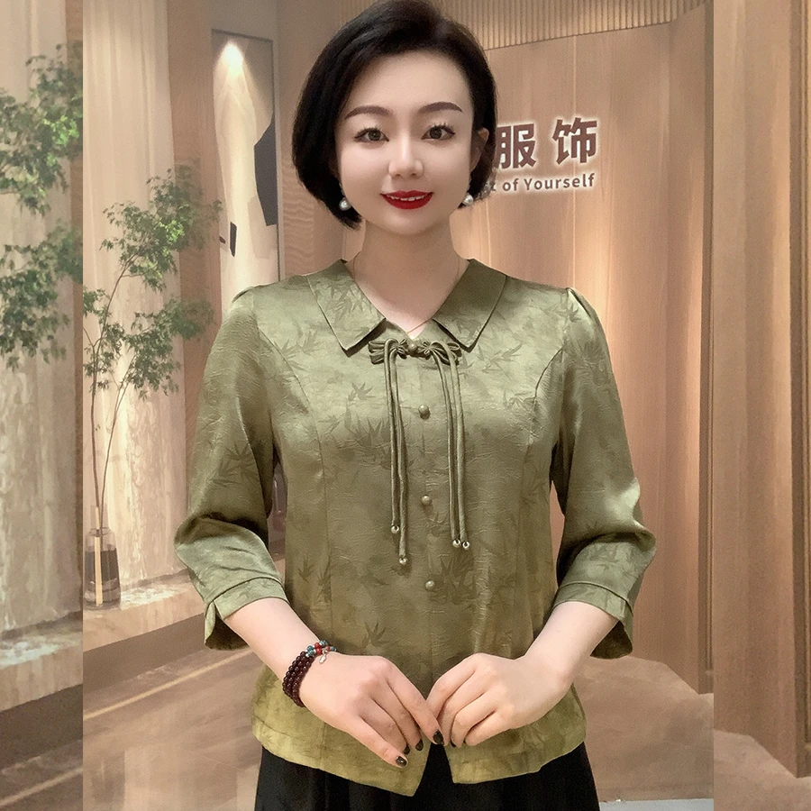 小翻领流苏暗花纹衫