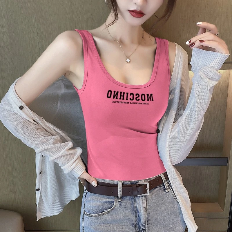 吊带背心女内搭夏季带胸垫美背运动外穿2025新款网红黑色打底上衣