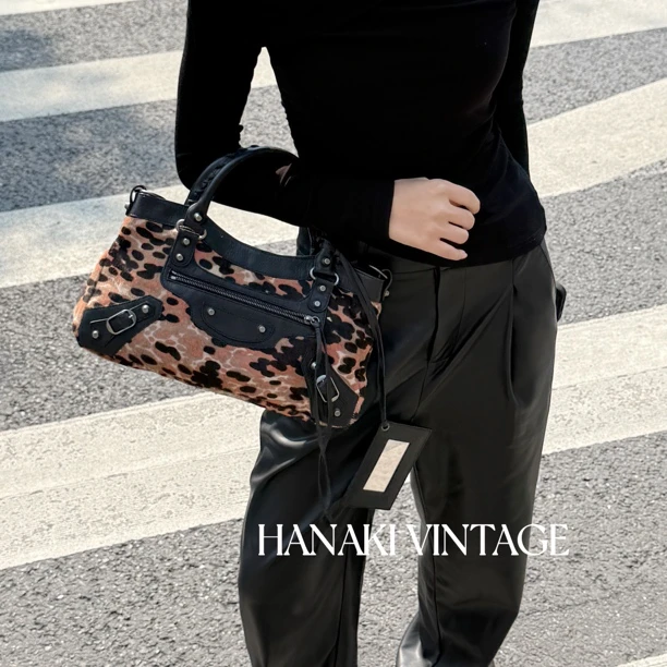 95新 Balenciaga/巴黎世家 花绮中古/巴黎世家限定豹纹first机车