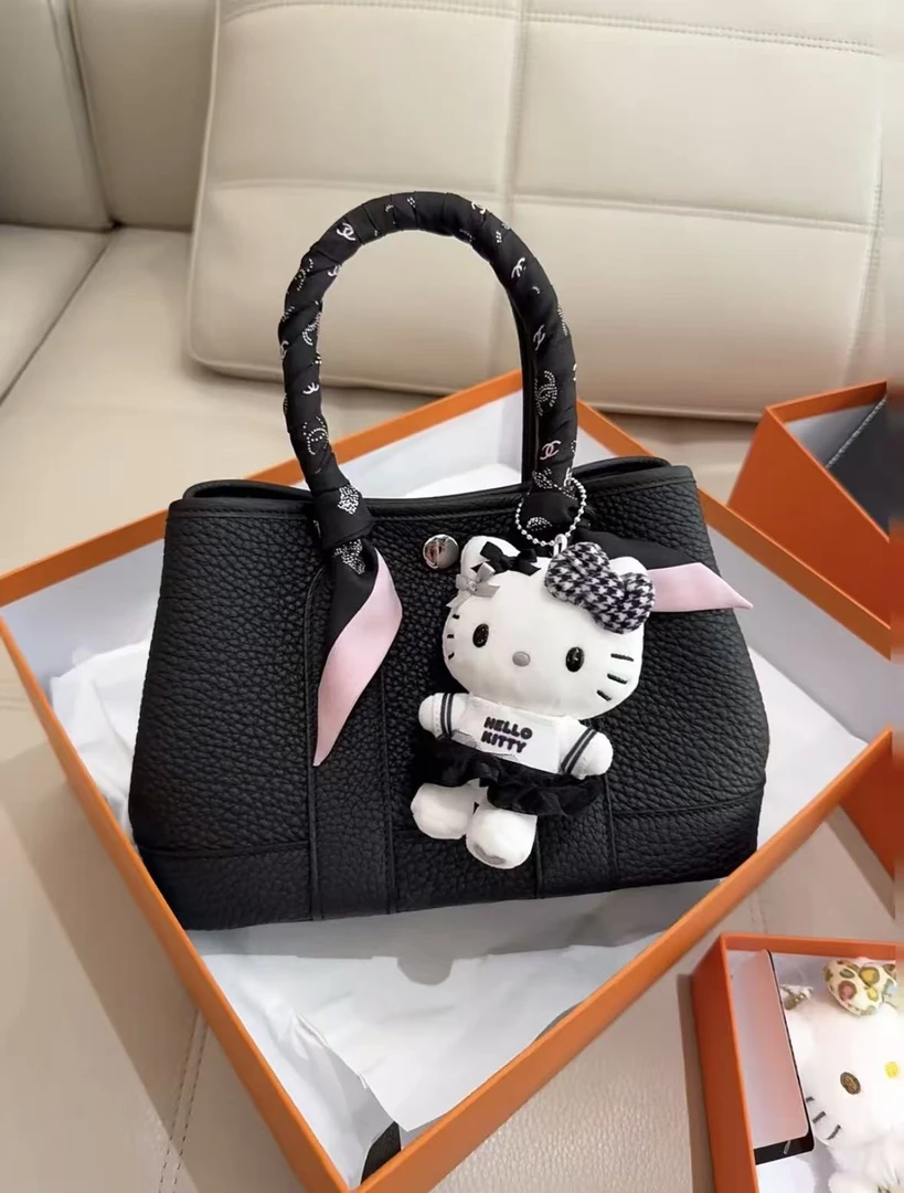 未使用 Hermes/爱马仕 黑银mini花园包全新k刻 23cm 16779358