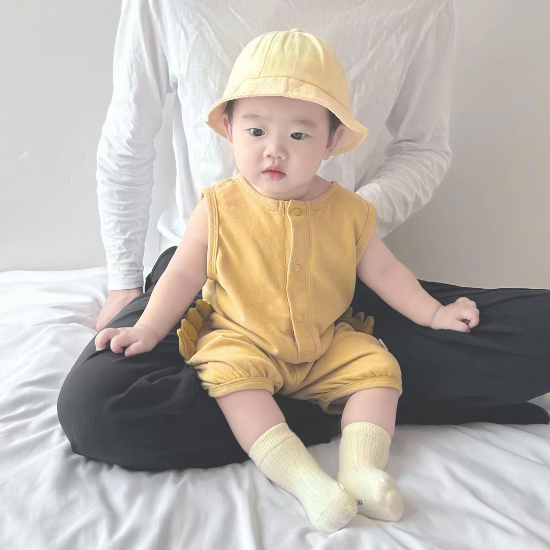 【夏季】新款恐龙角宽肩哈衣婴幼男女宝可爱无袖连体衣洋气外出服