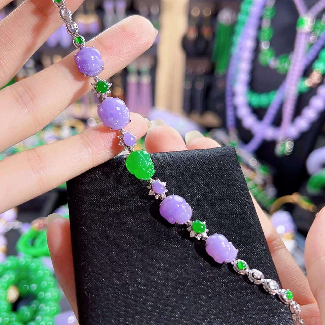 翡翠18K金镶嵌手链签收后24小时鉴赏期