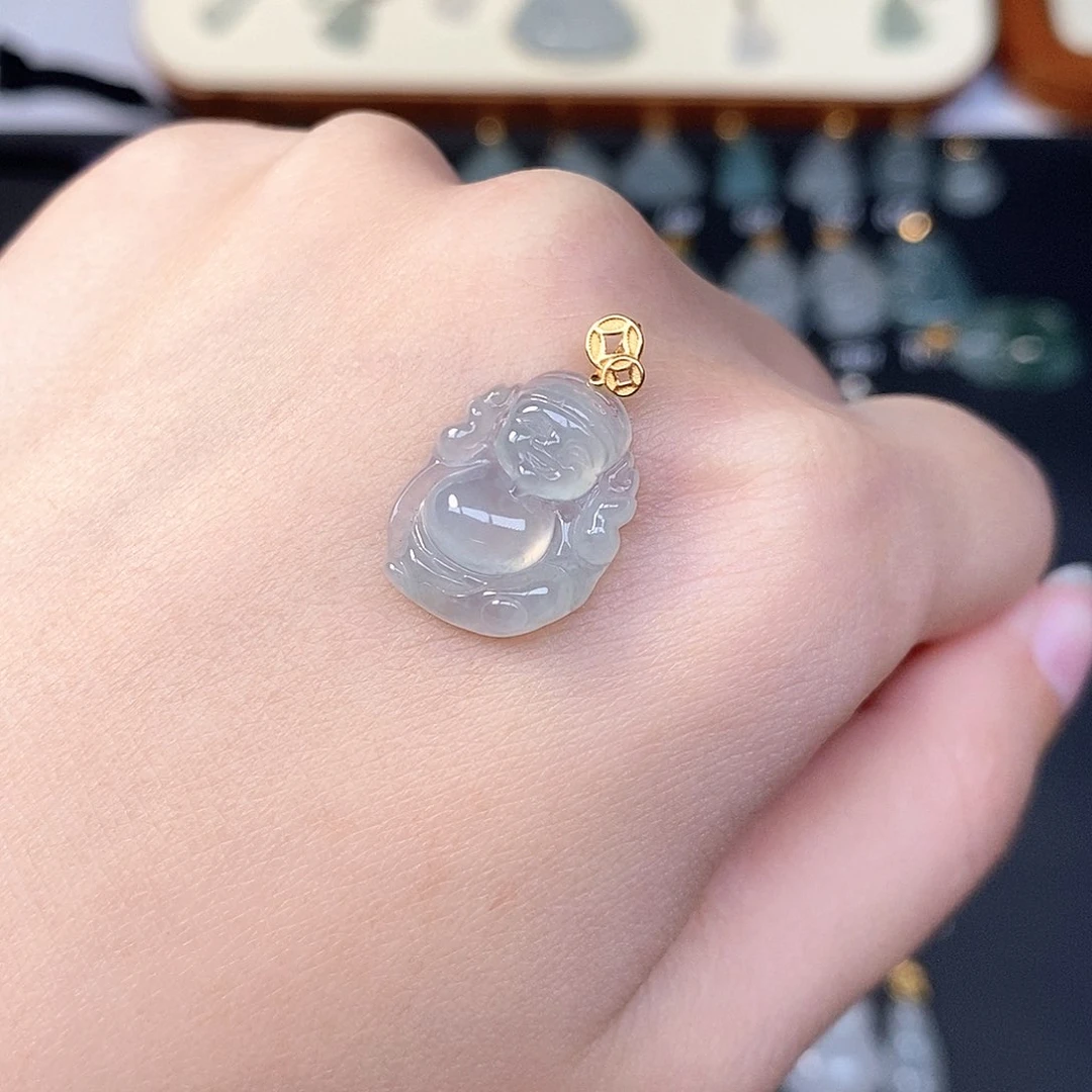 吊坠(不含链)18K金镶嵌翡翠全场缅甸A货翡翠