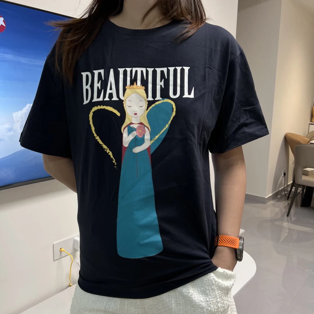 欧家（OC）夏季 100%棉联名款时尚百搭印花撤柜剪标/涂标短袖T恤