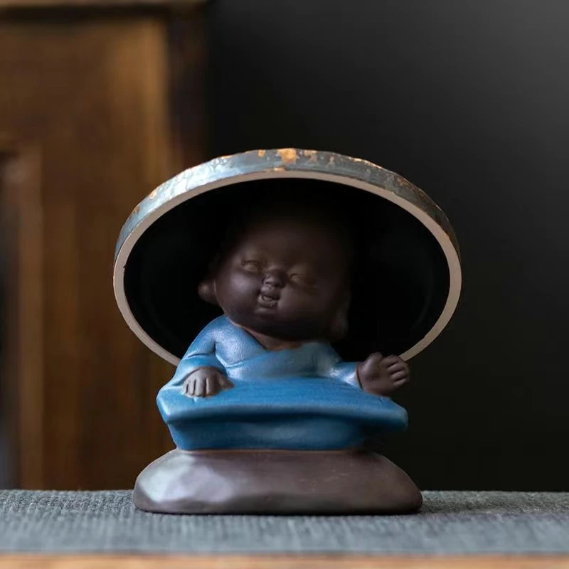 当代 DY2604小和尚茶漏斗笠过滤器泡茶过滤茶滤斗笠设计茶宠摆件