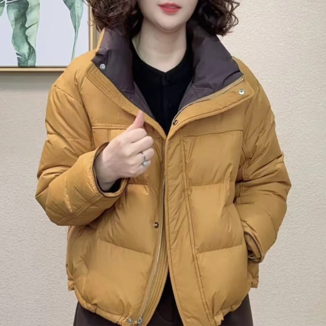 2025冬季新款立领拉链外套女宽松保暖外套时尚减龄日常短款外套
