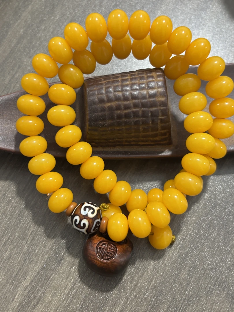 【福轩文玩】黄色pt双圈带配饰