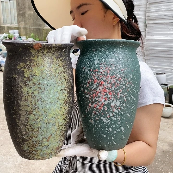 紫砂花盆瑕疵口15高25