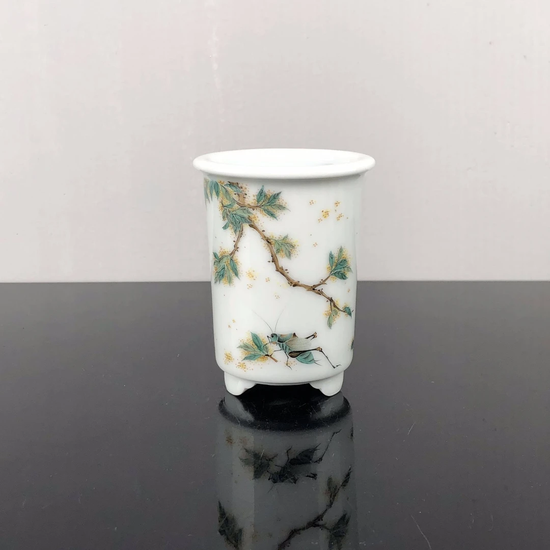 521 小号 秋物山手工手绘工笔草虫系列签筒 景德镇陶瓷 中国风