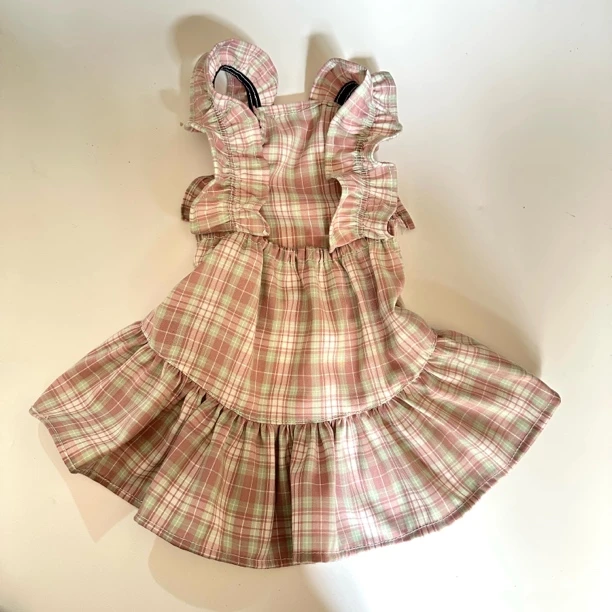 狗狗衣服春秋新款格子裙泰迪比熊博美小型犬宠物猫咪公主连衣裙子