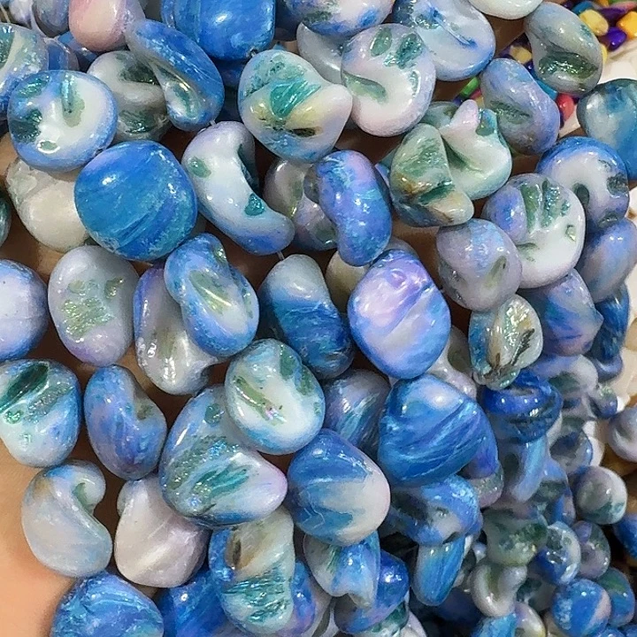 玛瑙/玉髓合金珠宝半成品2条蓝色巴洛克牙子