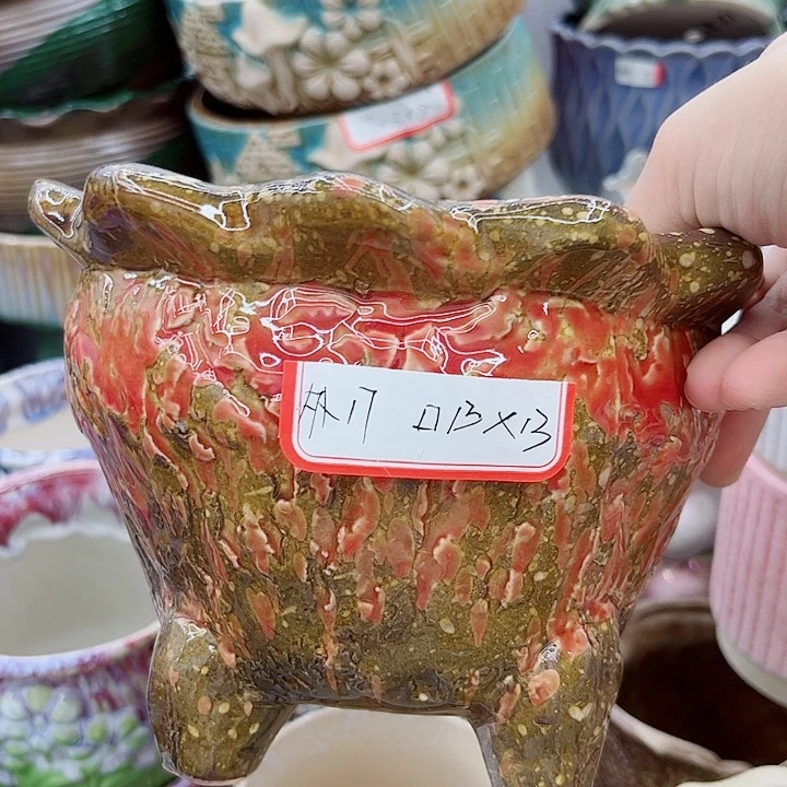 多肉绿植陶瓷花盆9.9包邮，有孔