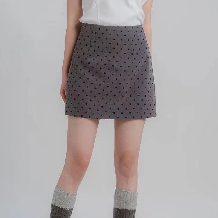 【青苍】XQ2118 秋季新款百搭显瘦波点半身裙