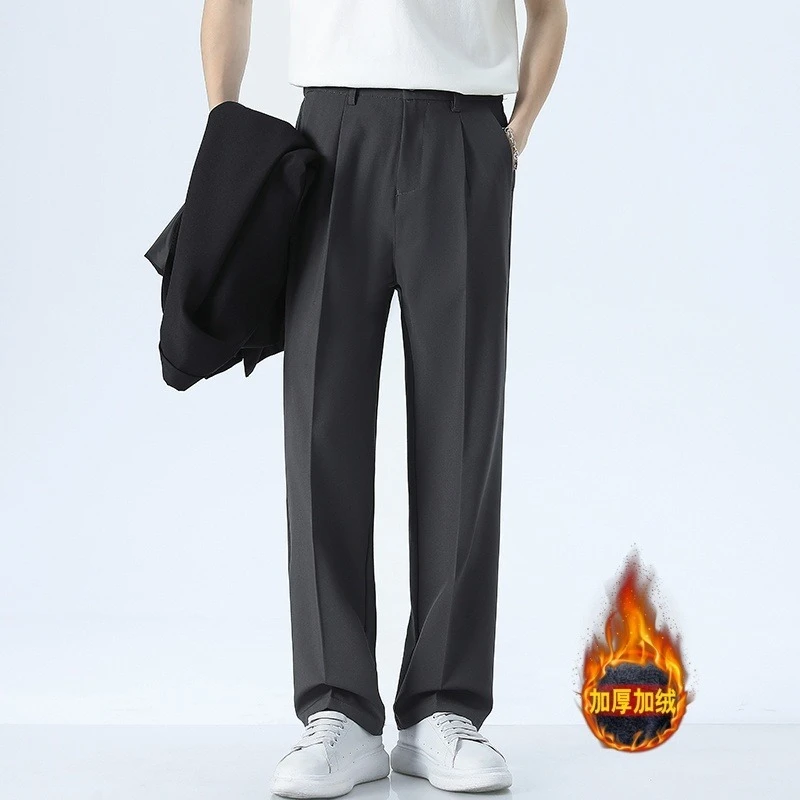 仓石一树潮牌秋冬季西装裤男宽松裤子加绒痞帅慵懒风高级感男装