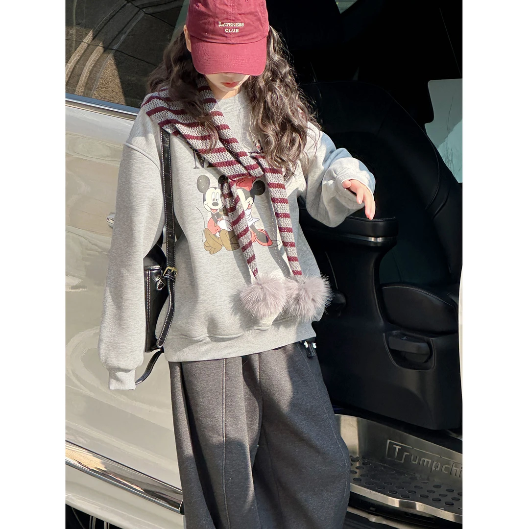 K30383孙小美印花女童加绒加厚卫衣秋冬2025新款儿童上衣大童打底