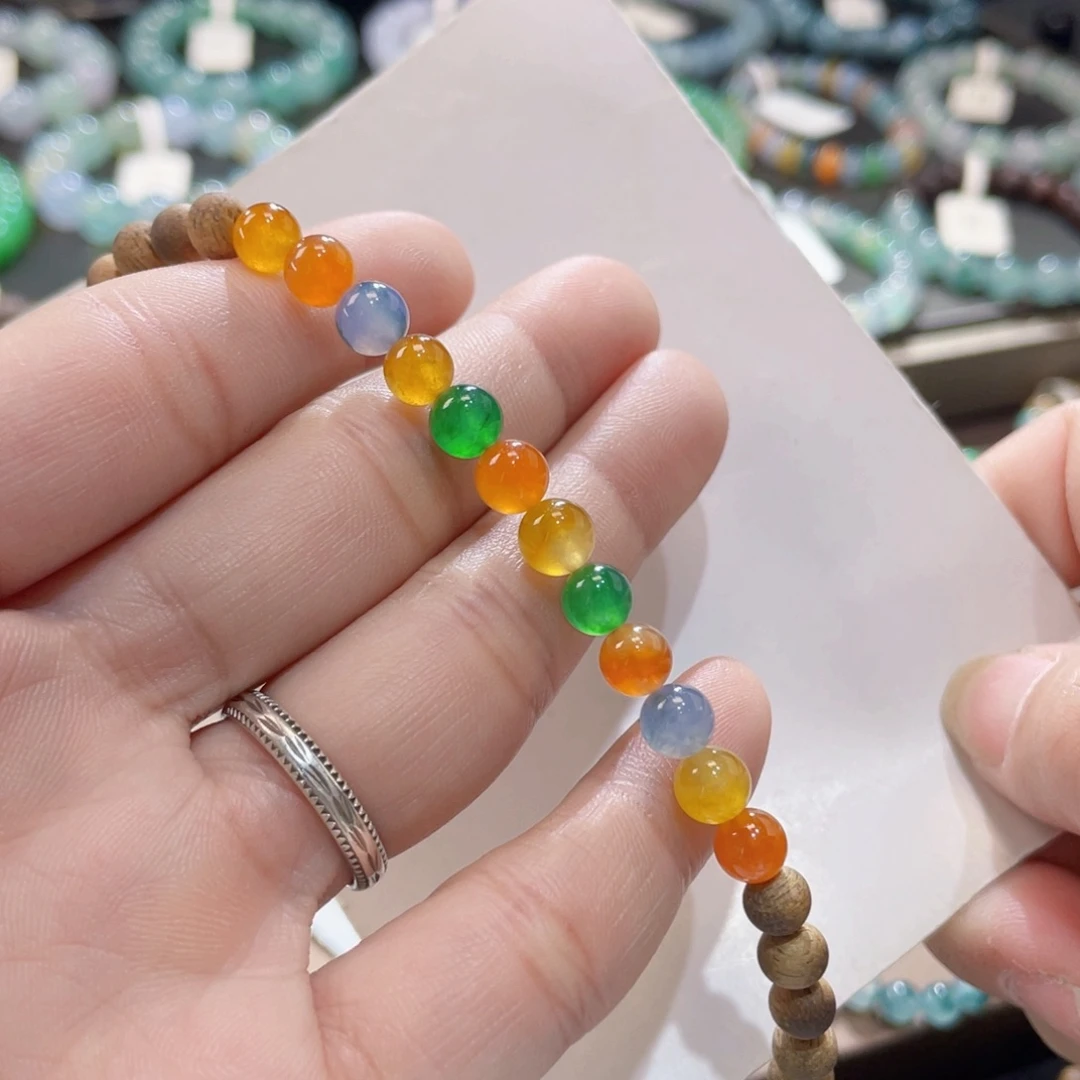 未镶嵌手链翡翠冰彩虹糖
