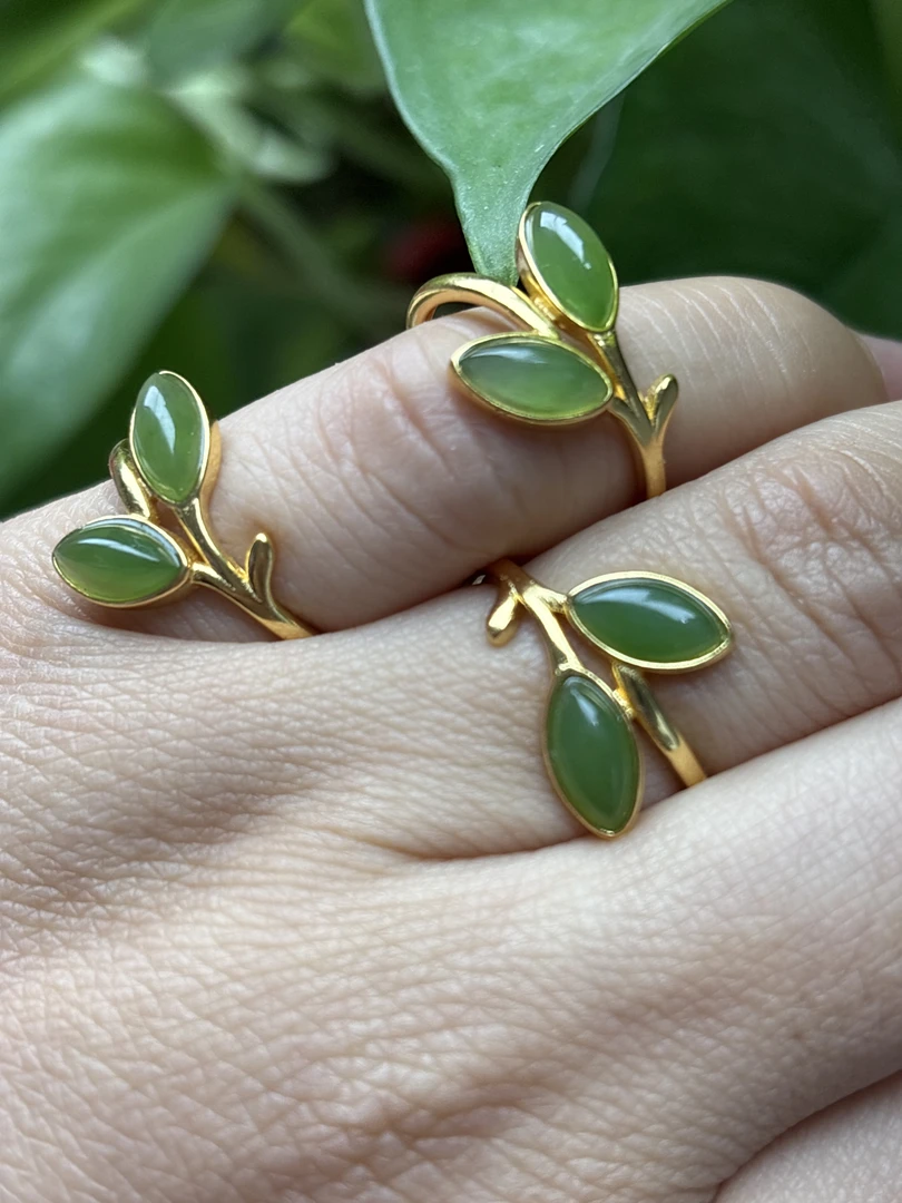 2天然和田玉戒指，多样性发其中一