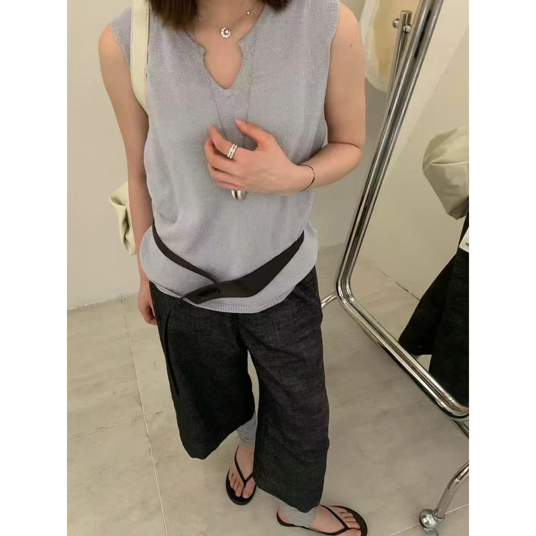 X192#里奈#糯叽叽舒适~随性又慵懒小V领口设计无袖针织背心（福利