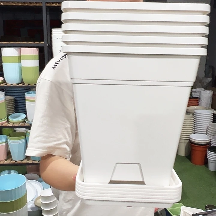 正品方形口20高22白色带托5只