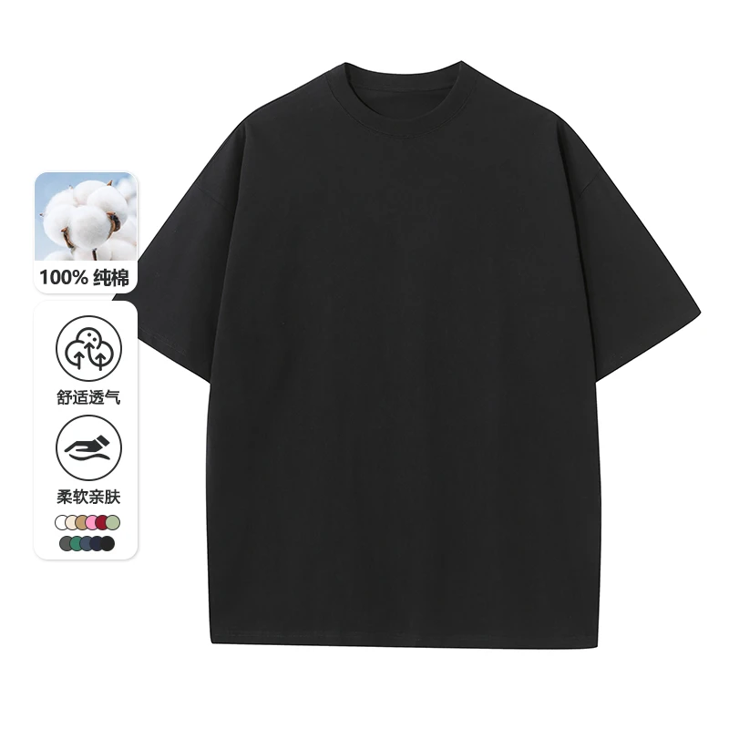 2025夏季纯棉短袖T恤男装亲肤舒适时尚纯色抗皱圆领百搭新款T恤