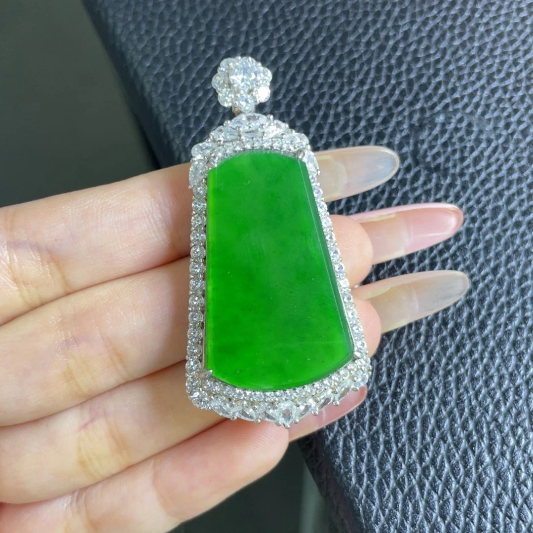 翡翠银S925镶嵌吊坠(不含链)