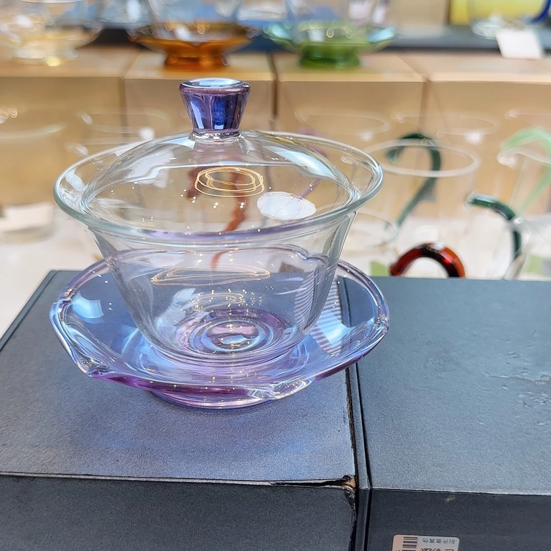颖***子禾器荷叶盖碗浅紫色