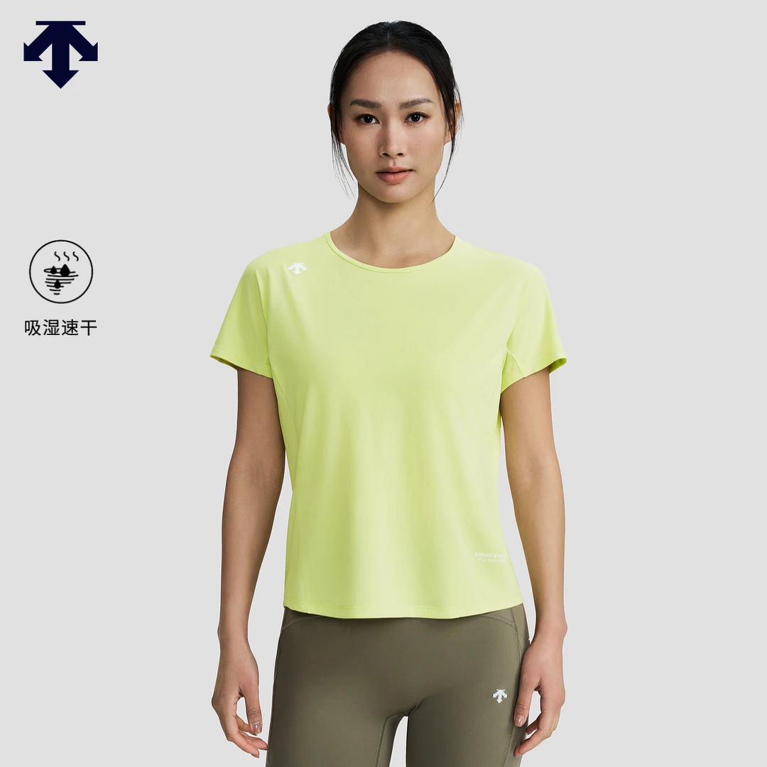 DESCENTE迪桑特RUNNING系列女士吸湿快干短袖针织衫新 D5232RTS05