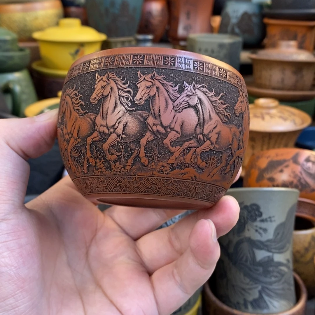 紫砂杯子宜兴全手工紫砂杯