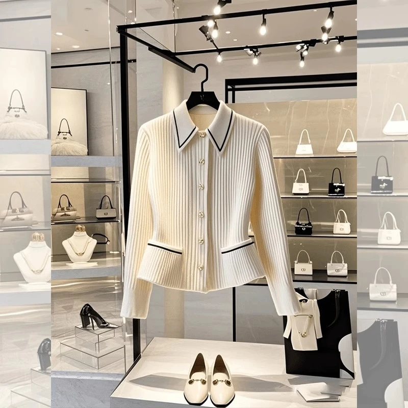 秋季女装新品时尚气质高级感翻领单排扣设计休闲百搭长袖