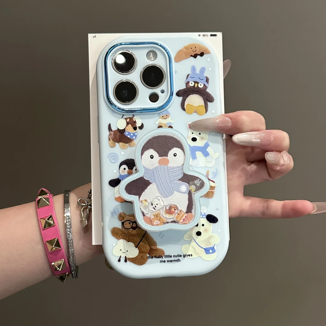 雅天立暖冬企鹅摇摇乐适用苹果17手机壳16/13华为vivoppo小米15套