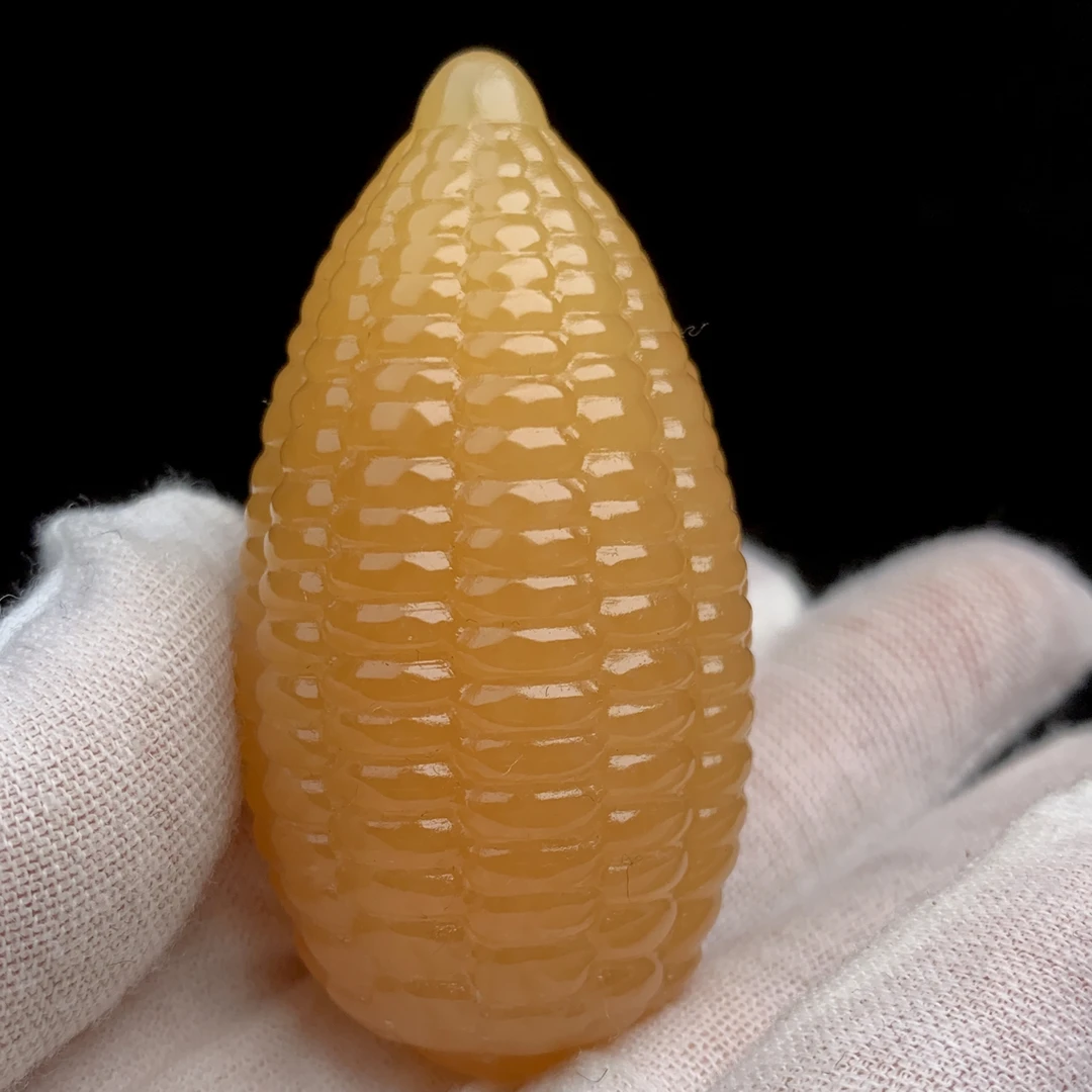 寿山石金田黄天然玉米手把件金玉满堂创意礼品