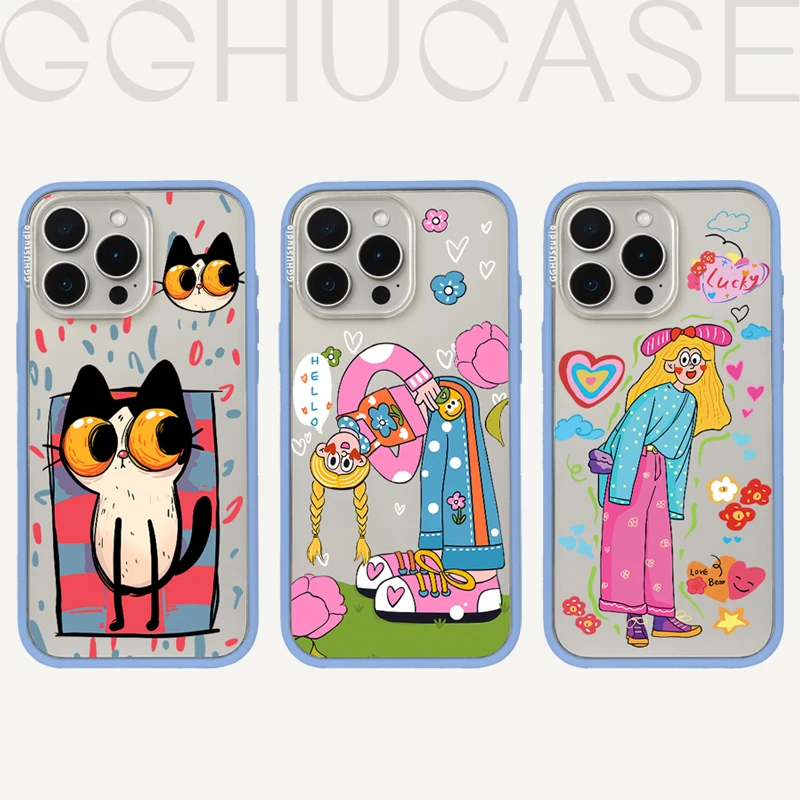 乖乖虎原创套边快乐女孩适用苹果iPhone16promax潮牌15手机壳14