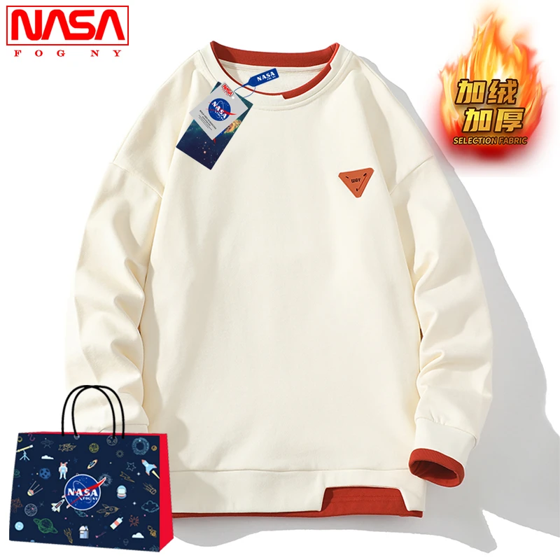 NASA FOG NY潮牌卫衣男士秋冬季2023新款加绒长袖上衣春秋假两件