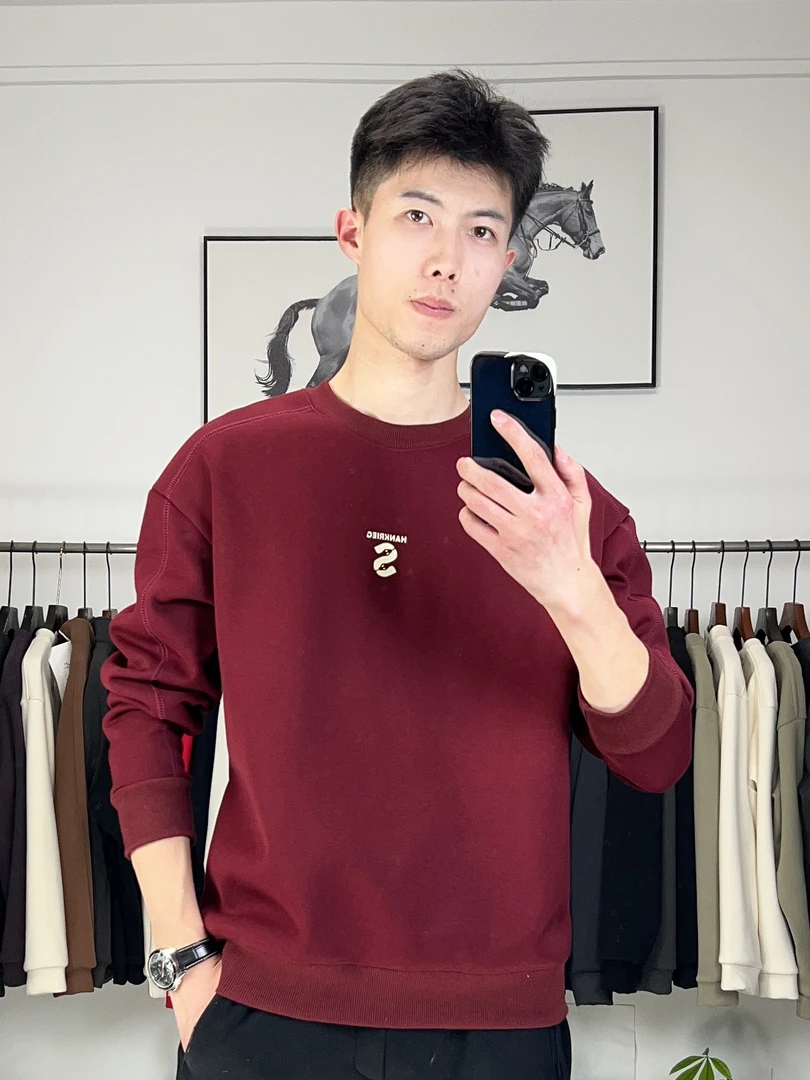 卫衣秋冬圆领拼接套头休闲潮流春季时尚秋季简约男装打底N6593