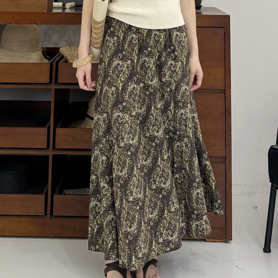 euri100桑蚕丝丨16姆米真丝双绉A字大裙摆全松紧腰半身裙-MY6127