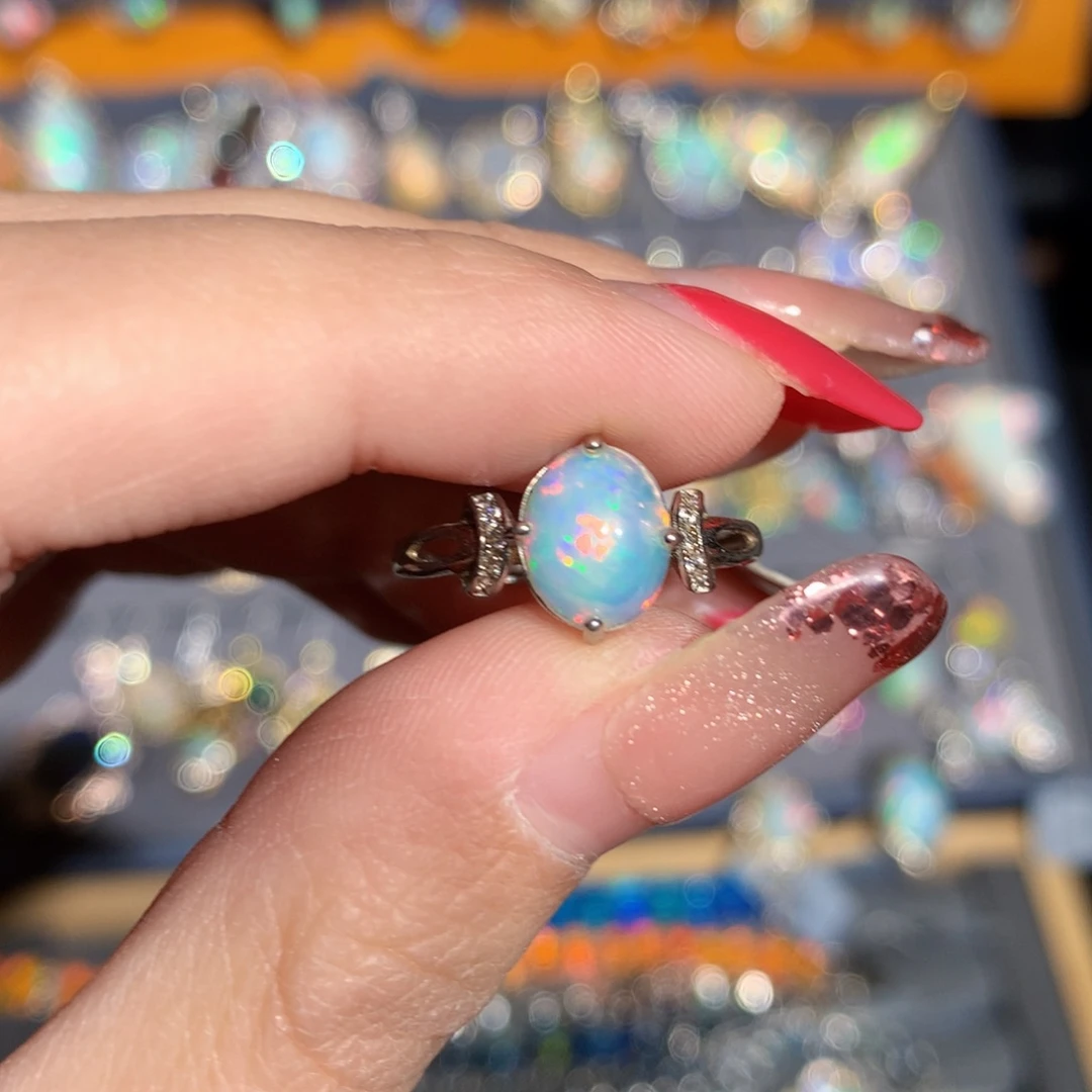 银S925镶嵌欧泊欧泊戒指y