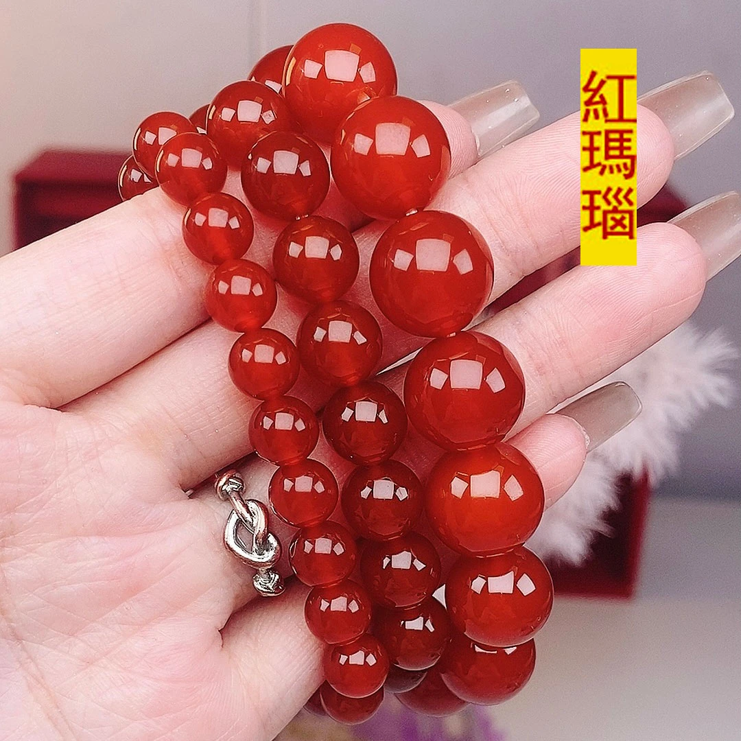 天然锦红玛瑙手串 时来运转 旺夫招财红红火火链 正阳红显白减龄