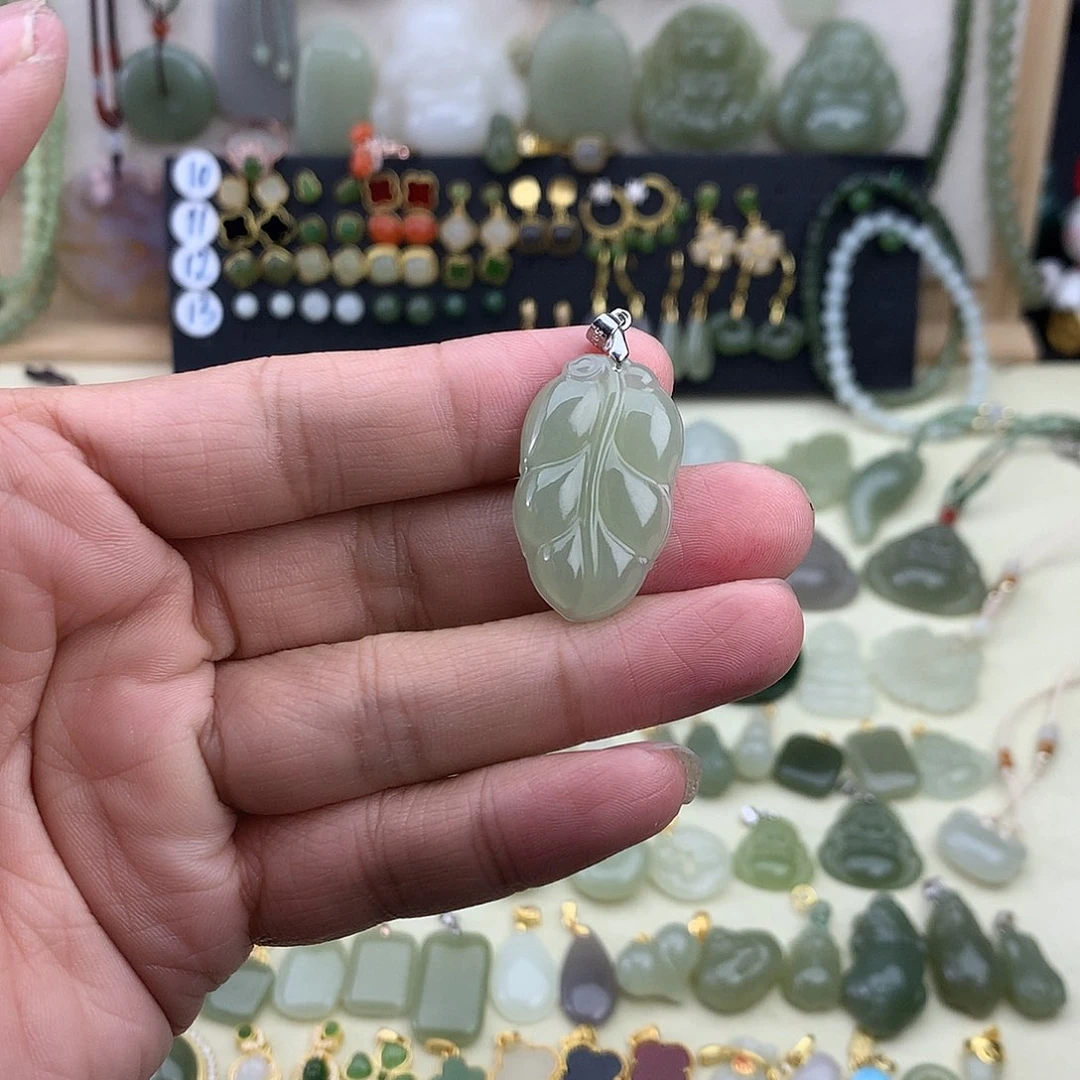 和田玉银S925镶嵌吊坠(不含链)