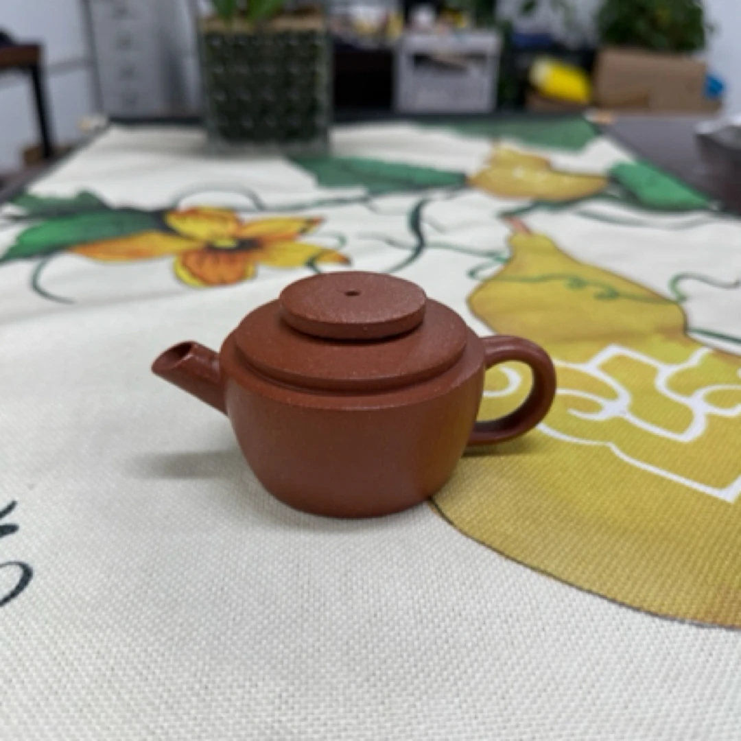 宜兴紫砂壶纯手工降坡朱泥功夫茶具小品矮巨轮手制仿古壶四方壶养