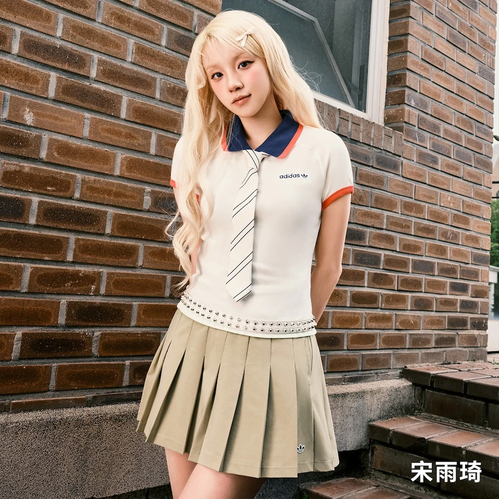 Adidas三叶草SHORT POLO 宋雨琦同款运动修身短袖POLO衫KF9611