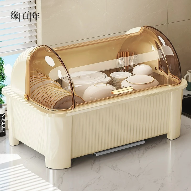 碗筷收纳盒厨房置物架家用放碗碟收纳架带盖沥水碗盘架碗柜收纳箱