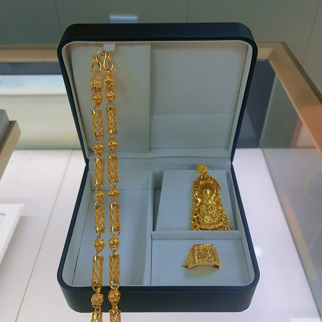 合金项链 帝王竹节项链套装 大气经典手工工艺 金色项链