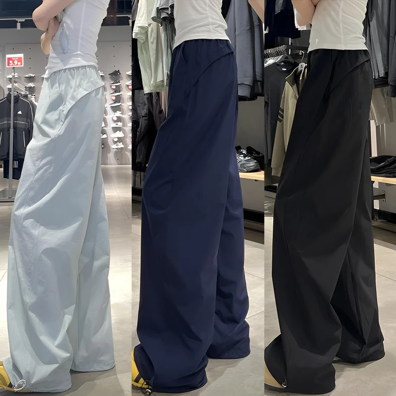 美式速干工装裤女夏季薄款2025新款宽松直筒休闲小个子阔腿运动裤