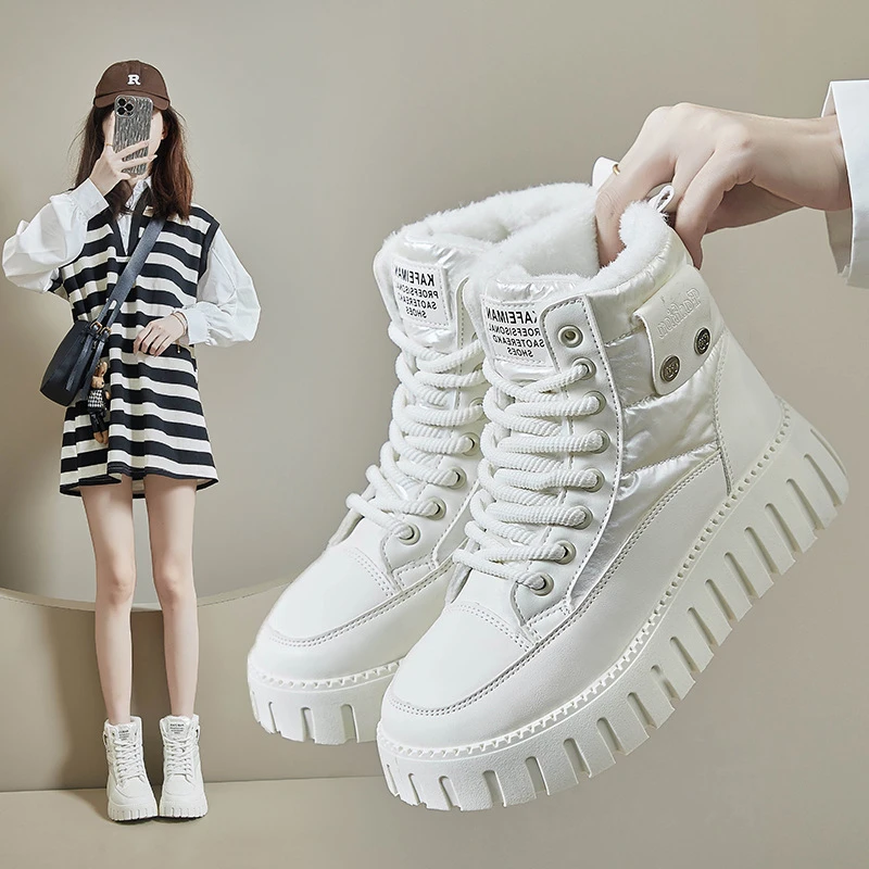 休闲风加绒高帮雪地靴女2024冬季新款学生ins韩版保暖休闲鞋棉鞋Z