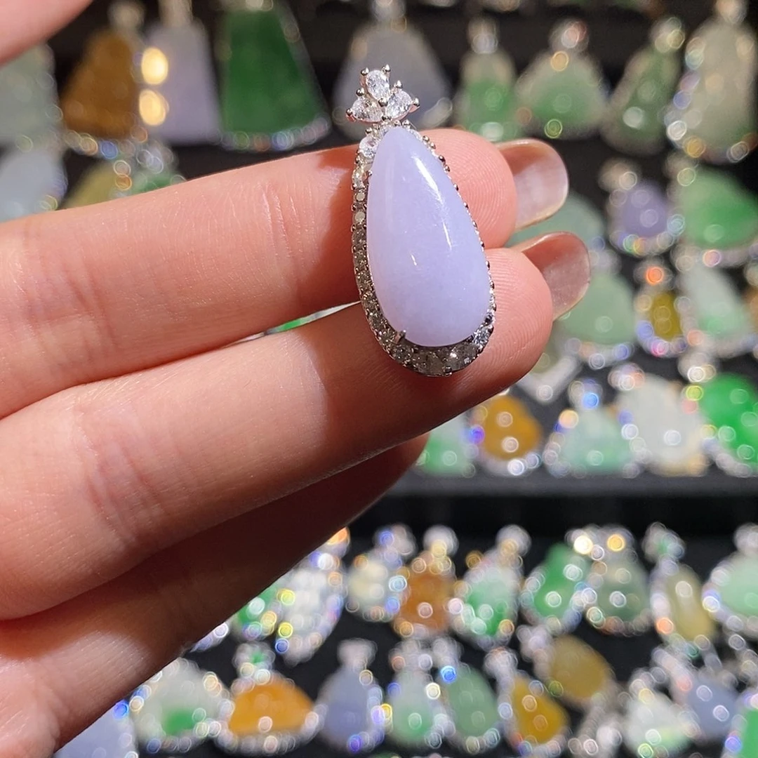 颈饰银S925镶嵌翡翠天然翡翠