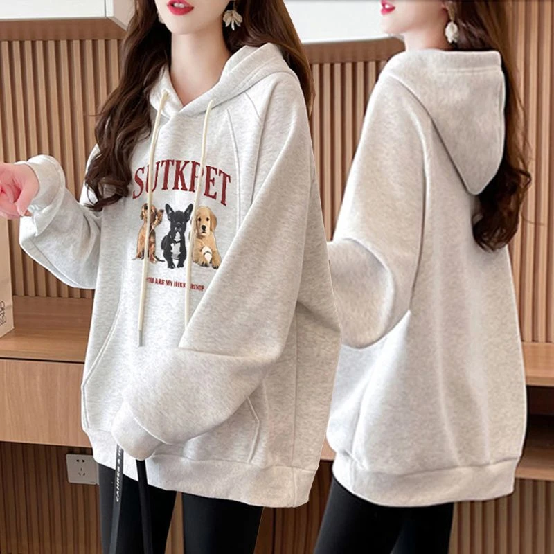 洋气网红纯棉连帽卫衣女2025新款秋季宽松显瘦大码胖mm外套上衣服