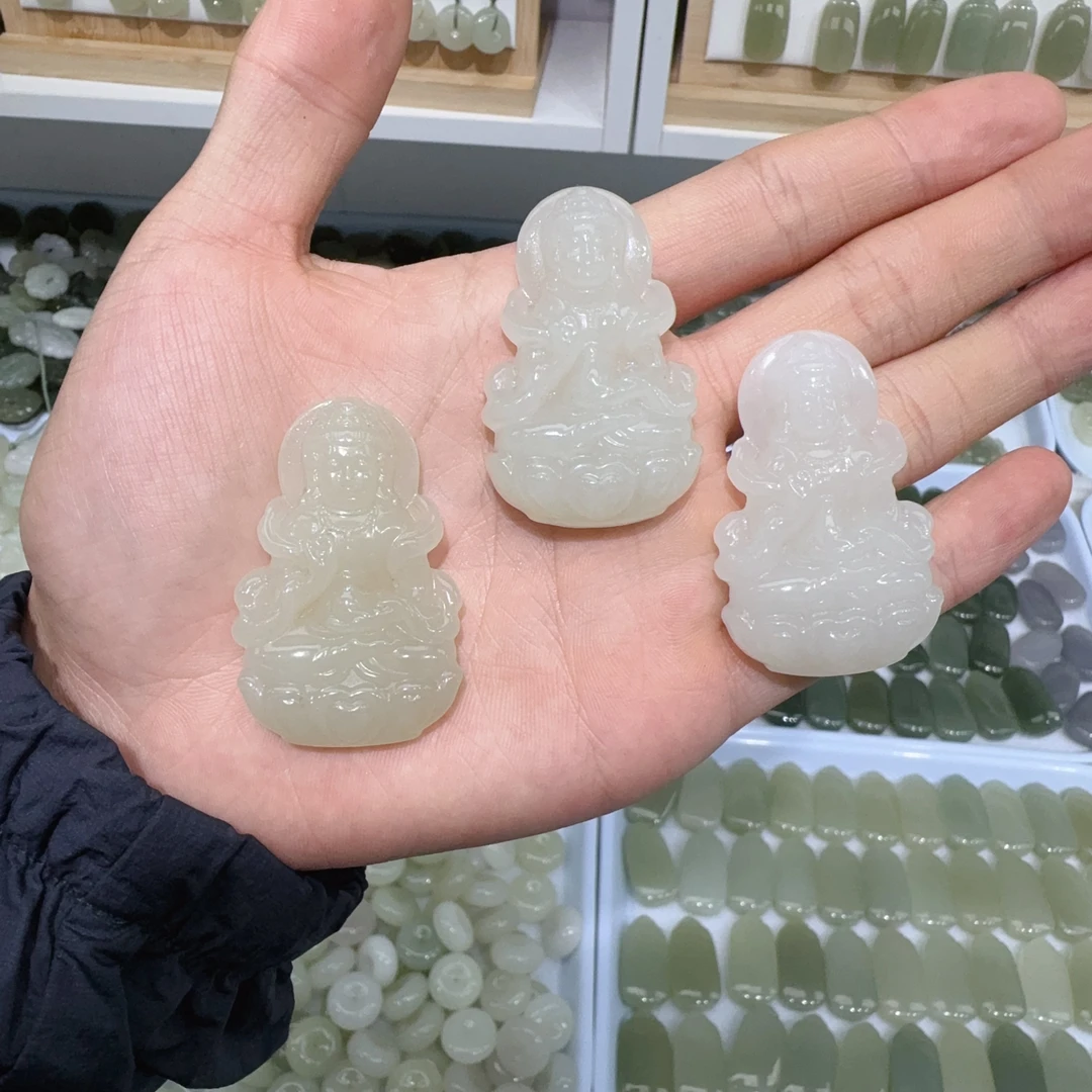 天然和田玉坐莲观音吊坠约50mm左右多样性拍一发一rh