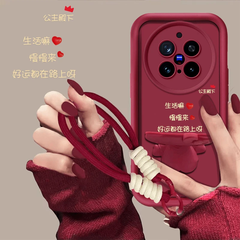 适用vivox200pro手机壳好运在路上卡通猫咪支架创意防摔女款