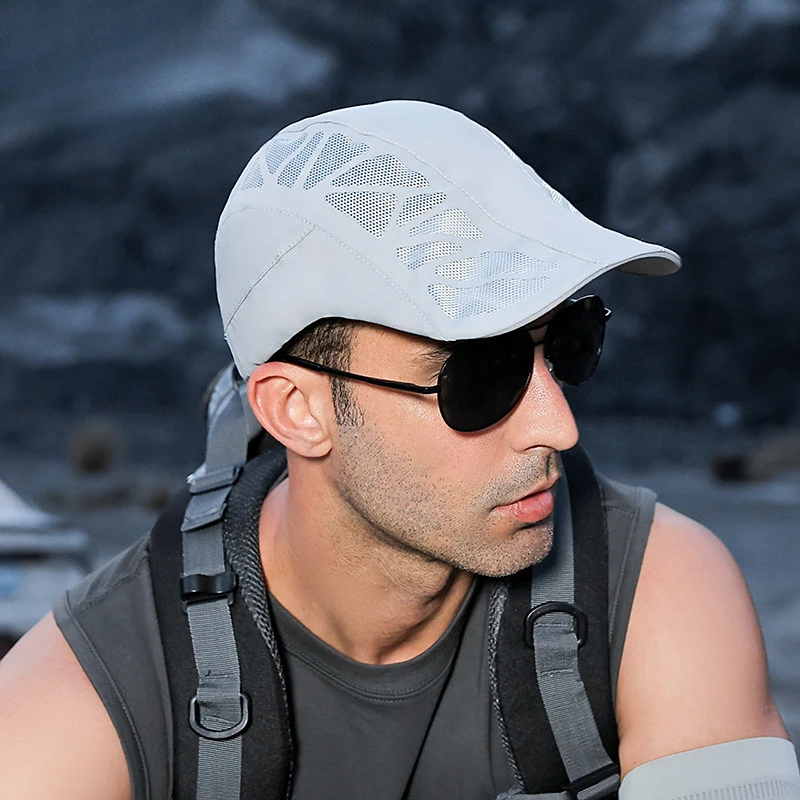 阿媛品质夏季新款鸭舌帽子男士户外钓鱼遮阳棒球帽网眼透气防晒帽