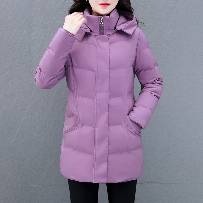 艾格品牌可拆卸帽棉服中长款新款中老年冬装棉衣外套中年女棉袄